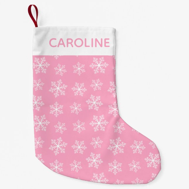 Pink Snowflake Christmas Stocking (Front)