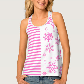 Pink Snowflake Christmas Tank Top
