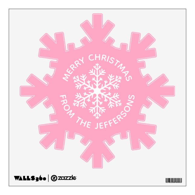 Pink Snowflake Christmas Wall Decal (Front)