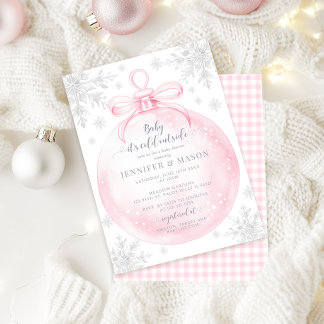 Pink Snowflake Christmas Winter Baby girl shower Invitation