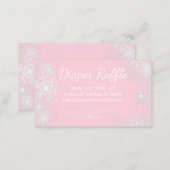 Pink Snowflake Diaper Raffle Tickets Enclosure Card (Front/Back)