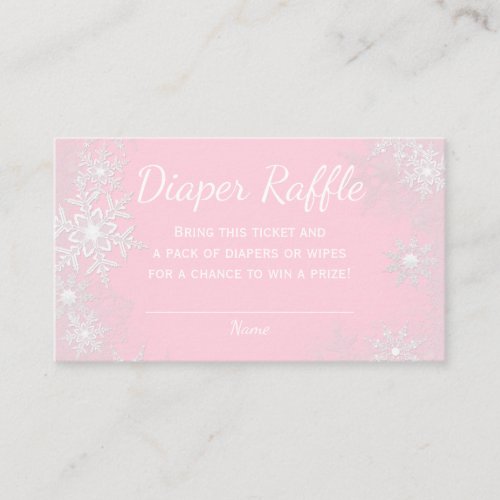 Pink Snowflake Diaper Raffle Tickets Enclosure Card