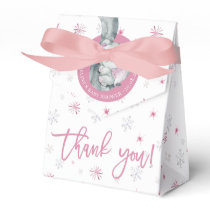 Pink Snowflake Elephant Winter Girl Baby Shower Favor Boxes