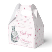 Pink Snowflake Elephant Winter Girl Baby Shower Favor Boxes