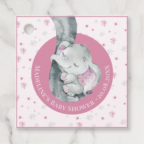 Pink Snowflake Elephant Winter Girl Baby Shower  Favor Tags - Baby It's Cold Outside Themed Baby Shower. 
Pink Snowflake Elephant Winter Girl Baby Shower Favor Tags.
This watercolor baby shower Favor Tags features snowflakes with pink baby elephant and snowflakes. It is perfect for winter, rustic, holiday pink girl baby shower.
You can edit/personalize whole Template.
If you need any help or matching products, please contact me. I am happy to create the most beautiful personalized products for you!