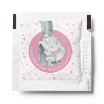Pink Snowflake Elephant Winter Girl Baby Shower Hand Sanitizer Packet