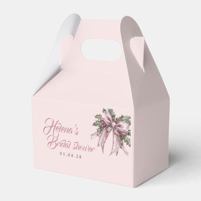 Pink Snowflake Favor Box | Winter Bridal Shower (Front Side)