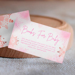 Pink Snowflake Girl Books For Baby Shower Enclosure Card