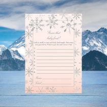 Pink Snowflake Guess That Baby Food Shower Game Invitation