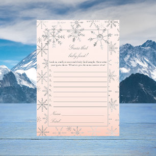 Pink Snowflake Guess That Baby Food Shower Game Invitation