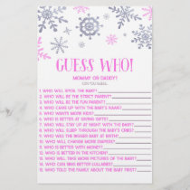 Pink Snowflake Guess Who! Baby Shower Game Stationery