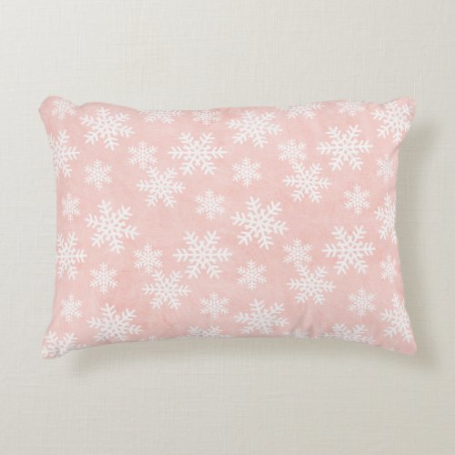 Pink Snowflake Holiday Christmas Girl Feminine     Accent Pillow