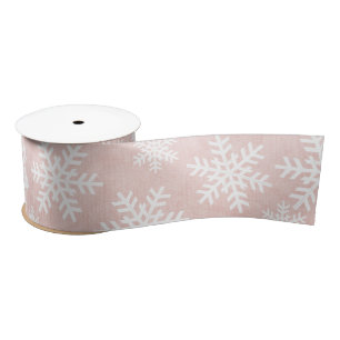 Pink Snowflake Holiday Christmas Girl Feminine  Satin Ribbon
