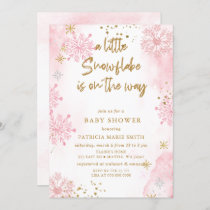 Pink Snowflake is on the way Winter Baby Shower Invitation