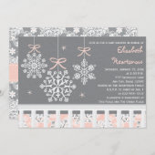 Pink Snowflake Mobile Crib Baby Shower Invitation (Front/Back)