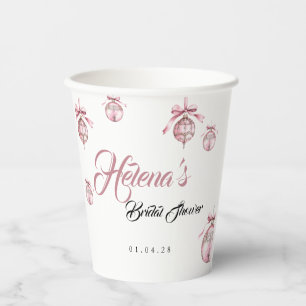 Pink Snowflake Paper Cup Christmas Bridal Shower