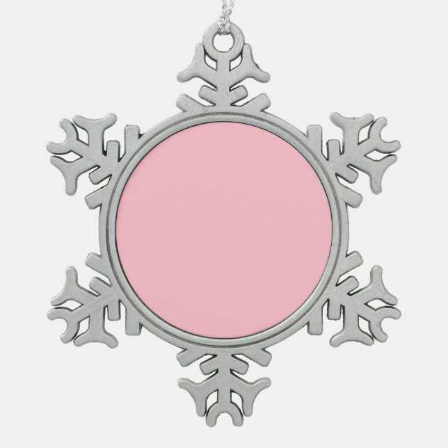 Pink Snowflake Pewter Christmas Ornament (Front)