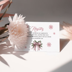 Pink Snowflake Registry Card, Winter Bridal Shower Enclosure Card