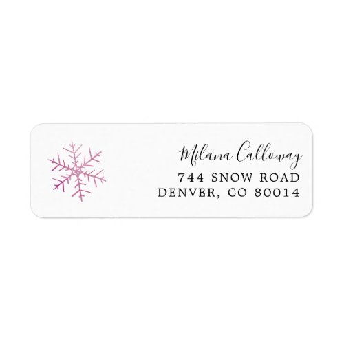 Pink Snowflake Return Address Label