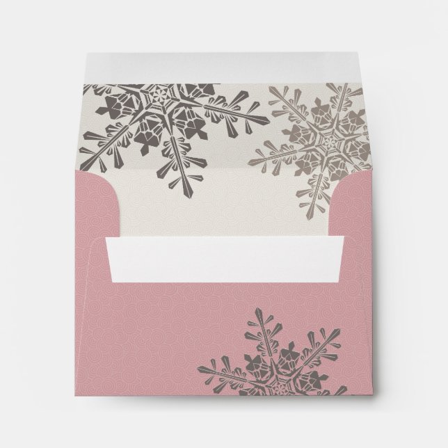 Pink Snowflake Return Address Wedding A2 Envelope (Back (Bottom))