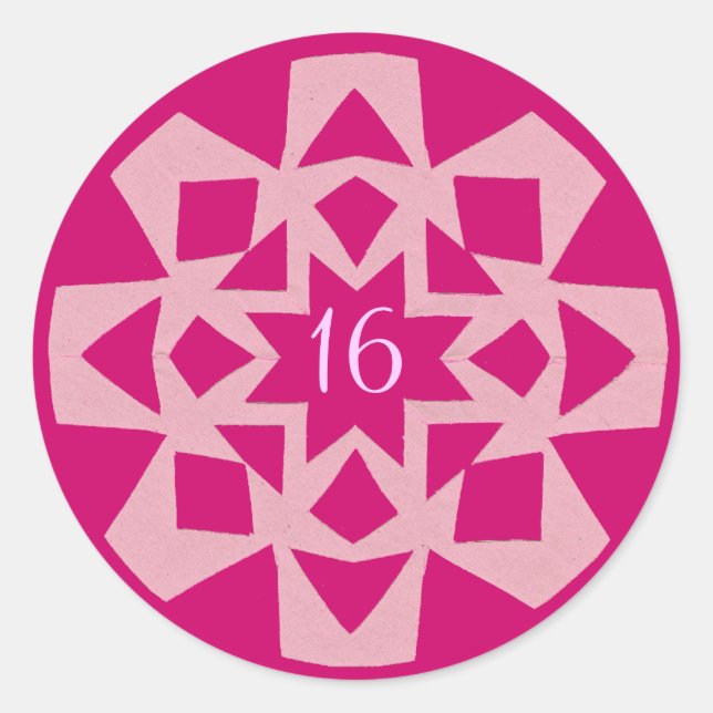 Pink Snowflake Sweet 16 Sticker (Front)
