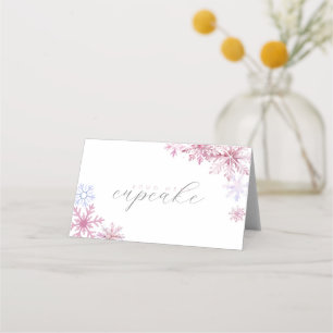 Pink Snowflake Tent Menu Card 