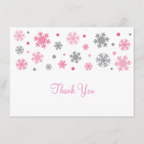 Pink Snowflake Thank You Cards