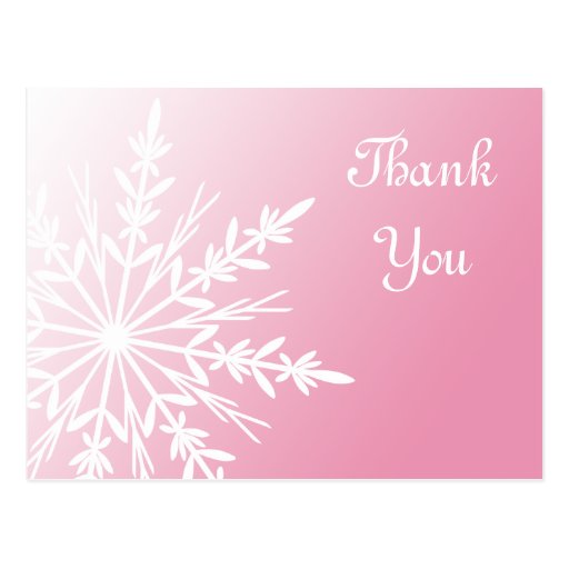 Pink Snowflake Thank You Postcard | Zazzle