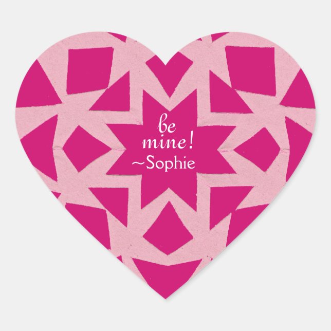 Pink snowflake Valentine sticker (Front)