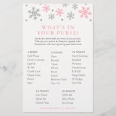 Pink Snowflake What's in Your Purse Game Card (Front)