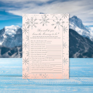 Pink Snowflake Who Knows Mommy Best Shower Game Invitation