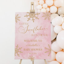 Pink Snowflake Winter Baby Shower Welcome Sign