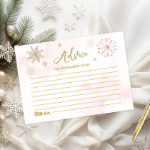 Pink Snowflake Winter Girl Baby Shower Advice Card