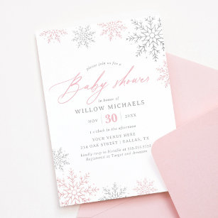 Pink Winter Birthday Party Invitation For Kids • KBM D3signs