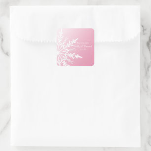 Pink Snowflake Winter Wedding Thank You Favor Tag