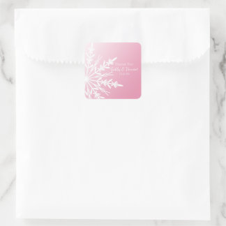 Pink Snowflake Winter Wedding Thank You Favor Tag