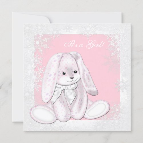 Sweet Pink Snowflake Winter Wonderland Baby Shower Custom Invitations