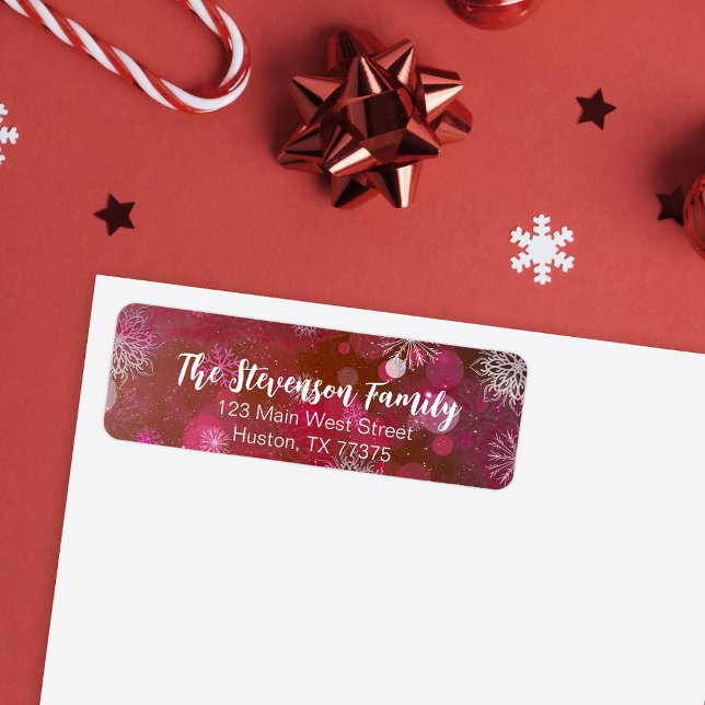 Pink Snowflake Winter Wonderland Holiday Address Label (Creator Uploaded)