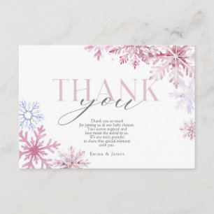 Pink Snowflake Winter Wonderland Thank You Card