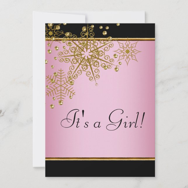 Pink Snowflakes Baby Girl Shower Invitation (Front)