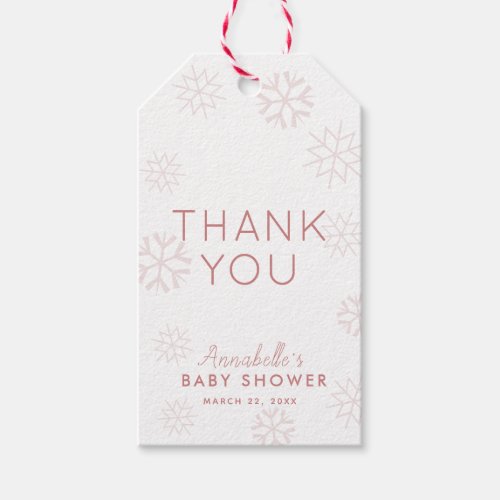 Pink Snowflakes Baby Its Cold Outside Thank You Gi Gift Tags