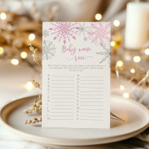 Pink snowflakes baby name race baby shower game