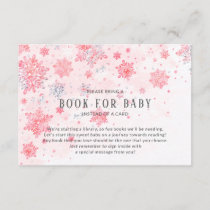 Pink Snowflakes Baby Shower Book for Baby Card