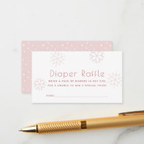 Pink Snowflakes Baby Shower Diaper Raffle Ticket Enclosure Card