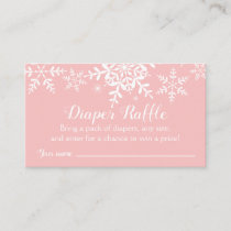 Pink Snowflakes Baby Shower Diaper Raffle Ticket Enclosure Card