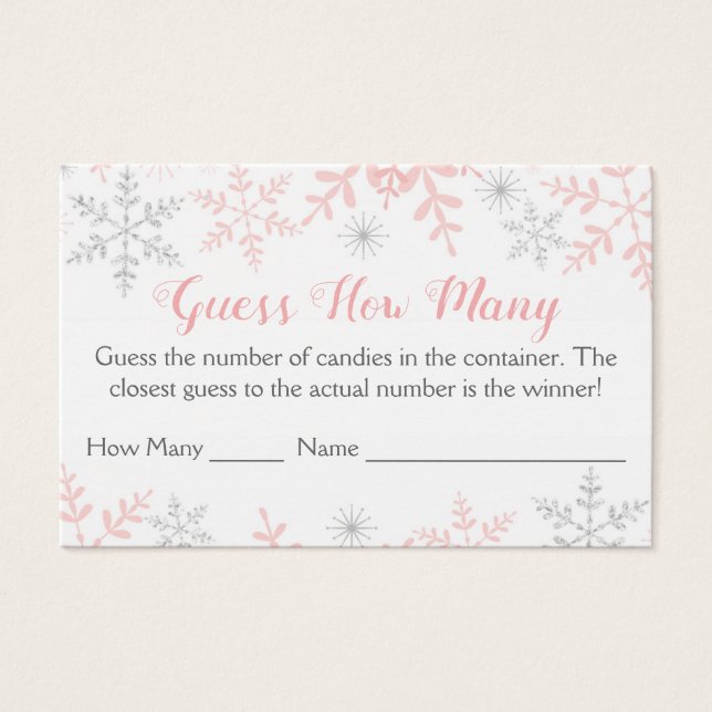 Pink Snowflakes Baby Shower Guess How Many Game (Front)