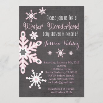 Pink Snowflakes Baby Shower Invitation by Pixabelle at Zazzle