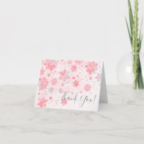 Pink Snowflakes Baby Shower Thank You Card