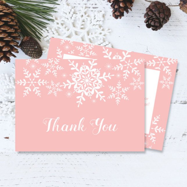 Pink Snowflakes Baby Shower Thank You Card (Creator Uploaded)