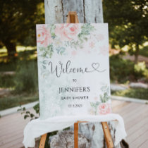 Pink snowflakes baby shower welcome foam board